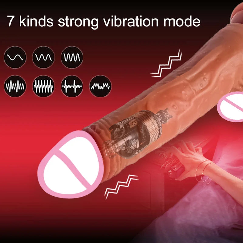 Telescopisch realistische penis vibrator met balzak en afstandsbediening