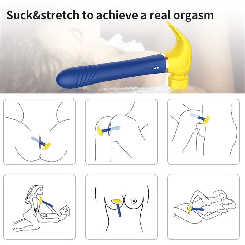 G spot zuigend likkend telescopische hamer vibrator