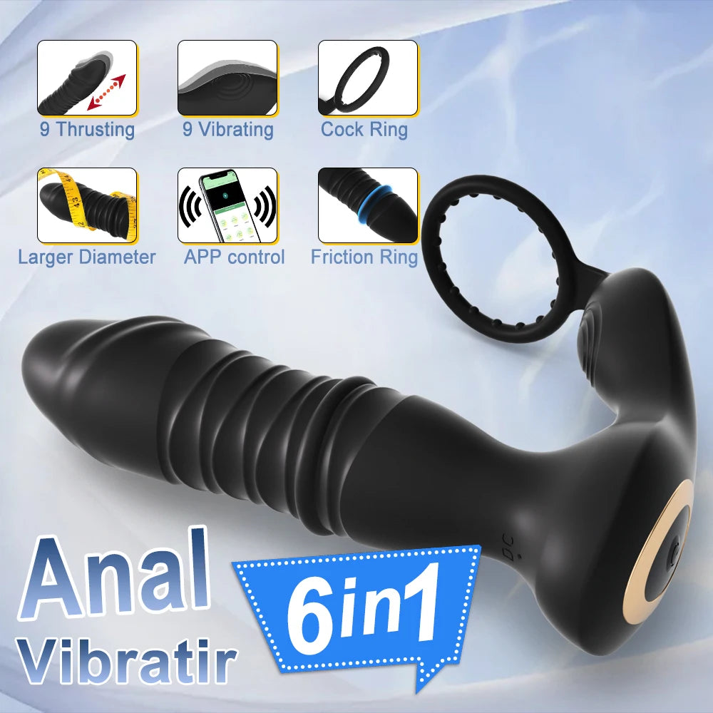 Telescopische butt plug met cock ring