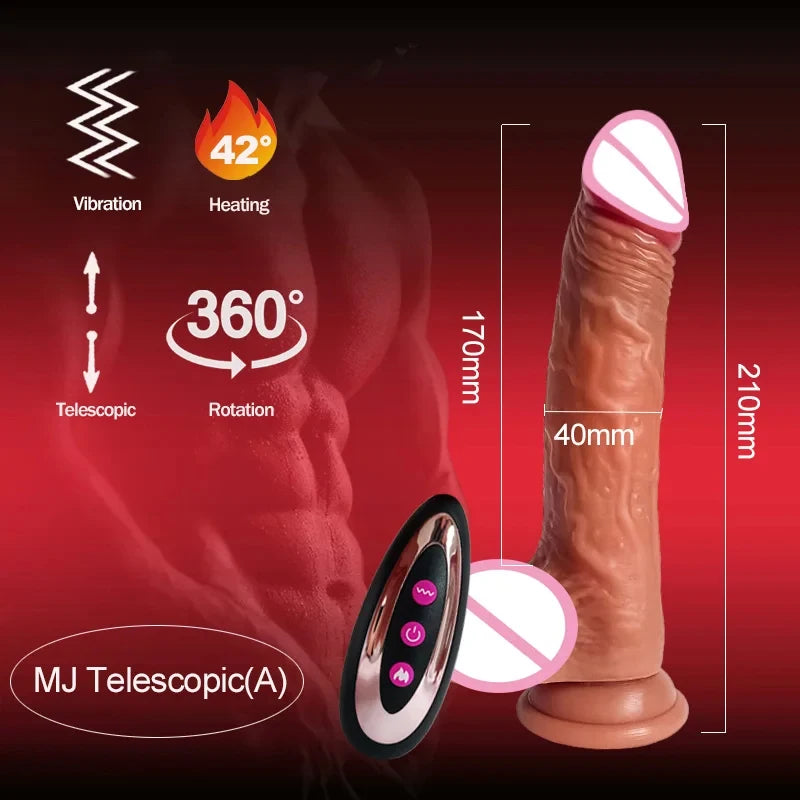 Telescopisch realistische penis vibrator met balzak en afstandsbediening