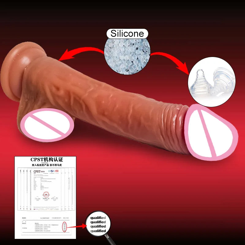 Telescopisch realistische penis vibrator met balzak en afstandsbediening