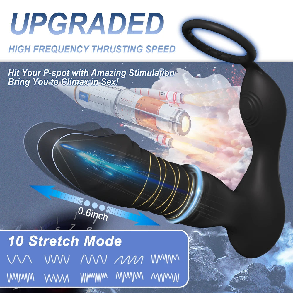 Telescopische butt plug met cock ring
