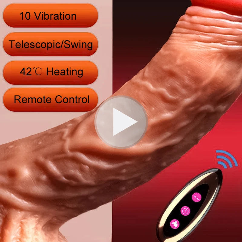 Telescopisch realistische penis vibrator met balzak en afstandsbediening