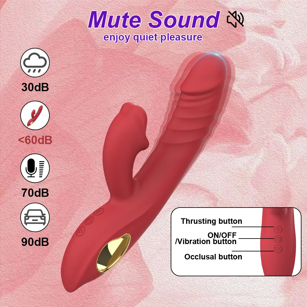 Telescopische tong likkende konijn vibrator, ideaal voor g-spot