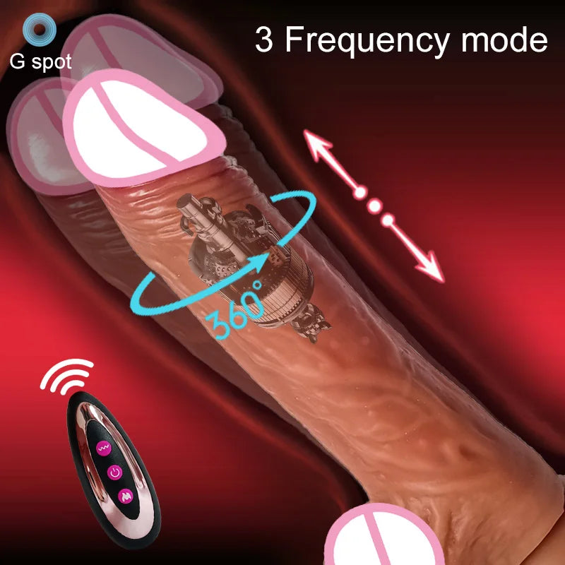 Telescopisch realistische penis vibrator met balzak en afstandsbediening